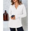 imageBTFBM Sweaters for Women Fall Winter Clothes 2025 Pocket Quarter Zip Pullover V Neck Long Sleeve Knit Trendy SweaterWhite