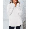 imageBTFBM Sweaters for Women Fall Winter Clothes 2025 Pocket Quarter Zip Pullover V Neck Long Sleeve Knit Trendy SweaterWhite