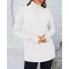 imageBTFBM Sweaters for Women Fall Winter Clothes 2025 Pocket Quarter Zip Pullover V Neck Long Sleeve Knit Trendy SweaterWhite