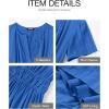 imageBTFBM Womens Summer 2025 Casual Midi Maxi Dresses Lightweight Short Sleeve V Neck Elastic Waist Boho Beach Dress PocketsBlue