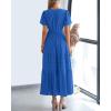 imageBTFBM Womens Summer 2025 Casual Midi Maxi Dresses Lightweight Short Sleeve V Neck Elastic Waist Boho Beach Dress PocketsBlue