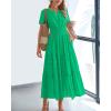 imageBTFBM Womens Summer 2025 Casual Midi Maxi Dresses Lightweight Short Sleeve V Neck Elastic Waist Boho Beach Dress PocketsBright Green