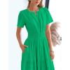 imageBTFBM Womens Summer 2025 Casual Midi Maxi Dresses Lightweight Short Sleeve V Neck Elastic Waist Boho Beach Dress PocketsBright Green