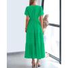 imageBTFBM Womens Summer 2025 Casual Midi Maxi Dresses Lightweight Short Sleeve V Neck Elastic Waist Boho Beach Dress PocketsBright Green