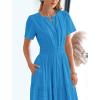 imageBTFBM Womens Summer 2025 Casual Midi Maxi Dresses Lightweight Short Sleeve V Neck Elastic Waist Boho Beach Dress PocketsBrilliant Blue
