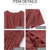 imageBTFBM Womens Summer 2025 Casual Midi Maxi Dresses Lightweight Short Sleeve V Neck Elastic Waist Boho Beach Dress PocketsBrown Red