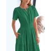 imageBTFBM Womens Summer 2025 Casual Midi Maxi Dresses Lightweight Short Sleeve V Neck Elastic Waist Boho Beach Dress PocketsDark Green