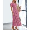 imageBTFBM Womens Summer 2025 Casual Midi Maxi Dresses Lightweight Short Sleeve V Neck Elastic Waist Boho Beach Dress PocketsDusty Pink
