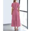 imageBTFBM Womens Summer 2025 Casual Midi Maxi Dresses Lightweight Short Sleeve V Neck Elastic Waist Boho Beach Dress PocketsDusty Pink
