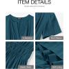imageBTFBM Womens Summer 2025 Casual Midi Maxi Dresses Lightweight Short Sleeve V Neck Elastic Waist Boho Beach Dress PocketsLake Blue