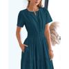 imageBTFBM Womens Summer 2025 Casual Midi Maxi Dresses Lightweight Short Sleeve V Neck Elastic Waist Boho Beach Dress PocketsLake Blue