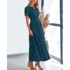 imageBTFBM Womens Summer 2025 Casual Midi Maxi Dresses Lightweight Short Sleeve V Neck Elastic Waist Boho Beach Dress PocketsLake Blue