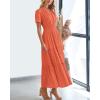 imageBTFBM Womens Summer 2025 Casual Midi Maxi Dresses Lightweight Short Sleeve V Neck Elastic Waist Boho Beach Dress PocketsOrange