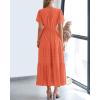 imageBTFBM Womens Summer 2025 Casual Midi Maxi Dresses Lightweight Short Sleeve V Neck Elastic Waist Boho Beach Dress PocketsOrange