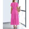 imageBTFBM Womens Summer 2025 Casual Midi Maxi Dresses Lightweight Short Sleeve V Neck Elastic Waist Boho Beach Dress PocketsRose Red