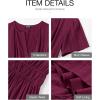 imageBTFBM Womens Summer 2025 Casual Midi Maxi Dresses Lightweight Short Sleeve V Neck Elastic Waist Boho Beach Dress PocketsWine Red