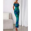 imageBTFBM Off Shoulder Bodycon Dresses for Women 2025 Summer Ruched Split Mesh Cocktail Party Club Floral Maxi DressFloral Green