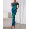 imageBTFBM Off Shoulder Bodycon Dresses for Women 2025 Summer Ruched Split Mesh Cocktail Party Club Floral Maxi DressFloral Green