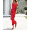 imageBTFBM Off Shoulder Bodycon Dresses for Women 2025 Summer Ruched Split Mesh Cocktail Party Club Floral Maxi DressFloral Rust Red