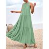 imageBTFBM Summer Halter Dresses for Women 2025 Casual Spring Hollow Out Sleeveless Boho Sundresses Beach Vacation Maxi DressBean Green
