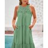 imageBTFBM Summer Halter Dresses for Women 2025 Casual Spring Hollow Out Sleeveless Boho Sundresses Beach Vacation Maxi DressBean Green
