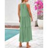imageBTFBM Summer Halter Dresses for Women 2025 Casual Spring Hollow Out Sleeveless Boho Sundresses Beach Vacation Maxi DressBean Green