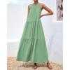 imageBTFBM Summer Halter Dresses for Women 2025 Casual Spring Hollow Out Sleeveless Boho Sundresses Beach Vacation Maxi DressBean Green