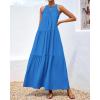 imageBTFBM Summer Halter Dresses for Women 2025 Casual Spring Hollow Out Sleeveless Boho Sundresses Beach Vacation Maxi DressBlue