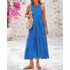 imageBTFBM Summer Halter Dresses for Women 2025 Casual Spring Hollow Out Sleeveless Boho Sundresses Beach Vacation Maxi DressBlue