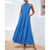 imageBTFBM Summer Halter Dresses for Women 2025 Casual Spring Hollow Out Sleeveless Boho Sundresses Beach Vacation Maxi DressBlue
