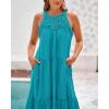 imageBTFBM Summer Halter Dresses for Women 2025 Casual Spring Hollow Out Sleeveless Boho Sundresses Beach Vacation Maxi DressBright Lake Blue