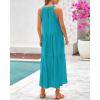 imageBTFBM Summer Halter Dresses for Women 2025 Casual Spring Hollow Out Sleeveless Boho Sundresses Beach Vacation Maxi DressBright Lake Blue