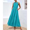 imageBTFBM Summer Halter Dresses for Women 2025 Casual Spring Hollow Out Sleeveless Boho Sundresses Beach Vacation Maxi DressBright Lake Blue