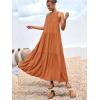 imageBTFBM Summer Halter Dresses for Women 2025 Casual Spring Hollow Out Sleeveless Boho Sundresses Beach Vacation Maxi DressBrown Orange