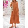imageBTFBM Summer Halter Dresses for Women 2025 Casual Spring Hollow Out Sleeveless Boho Sundresses Beach Vacation Maxi DressBrown Orange