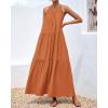 imageBTFBM Summer Halter Dresses for Women 2025 Casual Spring Hollow Out Sleeveless Boho Sundresses Beach Vacation Maxi DressBrown Orange