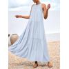 imageBTFBM Summer Halter Dresses for Women 2025 Casual Spring Hollow Out Sleeveless Boho Sundresses Beach Vacation Maxi DressLight Blue