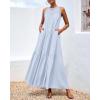 imageBTFBM Summer Halter Dresses for Women 2025 Casual Spring Hollow Out Sleeveless Boho Sundresses Beach Vacation Maxi DressLight Blue