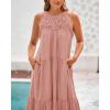 imageBTFBM Summer Halter Dresses for Women 2025 Casual Spring Hollow Out Sleeveless Boho Sundresses Beach Vacation Maxi DressPink