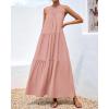 imageBTFBM Summer Halter Dresses for Women 2025 Casual Spring Hollow Out Sleeveless Boho Sundresses Beach Vacation Maxi DressPink