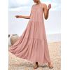 imageBTFBM Summer Halter Dresses for Women 2025 Casual Spring Hollow Out Sleeveless Boho Sundresses Beach Vacation Maxi DressPink