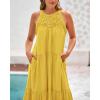 imageBTFBM Summer Halter Dresses for Women 2025 Casual Spring Hollow Out Sleeveless Boho Sundresses Beach Vacation Maxi DressYellow