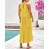 imageBTFBM Summer Halter Dresses for Women 2025 Casual Spring Hollow Out Sleeveless Boho Sundresses Beach Vacation Maxi DressYellow