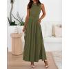 imageBTFBM Summer Maxi Dresses for Women 2025 Sleeveless Casual Ruched High Waisted Tank Long Sundress Flowy Beach Fall DressArmy Green