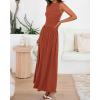imageBTFBM Summer Maxi Dresses for Women 2025 Sleeveless Casual Ruched High Waisted Tank Long Sundress Flowy Beach Fall DressBrick Red