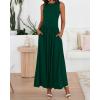 imageBTFBM Summer Maxi Dresses for Women 2025 Sleeveless Casual Ruched High Waisted Tank Long Sundress Flowy Beach Fall DressDark Green