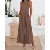 imageBTFBM Summer Maxi Dresses for Women 2025 Sleeveless Casual Ruched High Waisted Tank Long Sundress Flowy Beach Fall DressKhaki