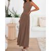 imageBTFBM Summer Maxi Dresses for Women 2025 Sleeveless Casual Ruched High Waisted Tank Long Sundress Flowy Beach Fall DressKhaki
