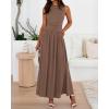 imageBTFBM Summer Maxi Dresses for Women 2025 Sleeveless Casual Ruched High Waisted Tank Long Sundress Flowy Beach Fall DressKhaki