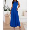 imageBTFBM Summer Maxi Dresses for Women 2025 Sleeveless Casual Ruched High Waisted Tank Long Sundress Flowy Beach Fall DressRoyal Blue